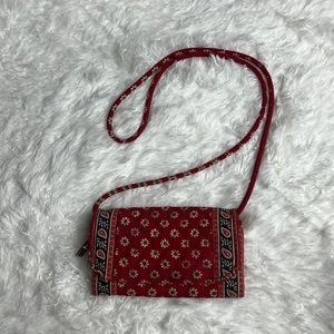 Vera Bradley Small Wallet With Strap - Red and Blue